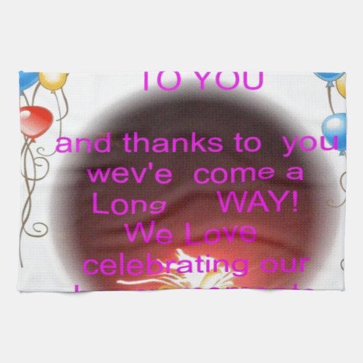 「ハッピー・バースデー・トゥ・ユー」アートプリント キッチンタオル (横)