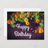 ハッピー・バースデー ナスターチウム ポストカード (正面/裏面)