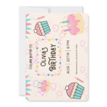 ハッピー・バースデー ピンクの招待状
