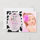 ハッピー バースデー フォト 1歳 招待状 (正面)