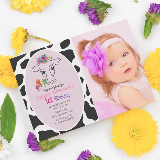 ハッピー バースデー フォト 1歳 招待状