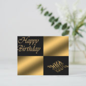 ハッピー バースデー ブラック アンド ゴールド ポストカード (スタンド正面)