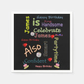 ハッピー・バースデー ペーパーナプキン ジェームズ スタンダードカクテルナプキン (正面)