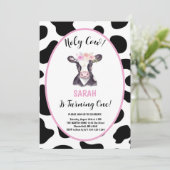 ハッピー バースデー 私の1歳の女の子の誕生日パーティーにお誘いします 招待状 (スタンド正面)