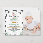 ハッピー バースデー 私の1歳の誕生日にお招きします 招待状 (正面)