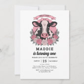 ハッピー バースデー 私はカウガール 1歳の誕生日パーティー 招待状 (正面)