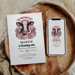 ハッピー バースデー 私はカウガール 1歳の誕生日パーティー 招待状