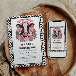 ハッピー バースデー 私はカウガール 1歳の誕生日パーティー 招待状