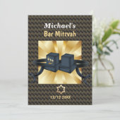 ハッピー・バール・ミツヴァー20XX ゴールド装飾 招待状 (スタンド正面)