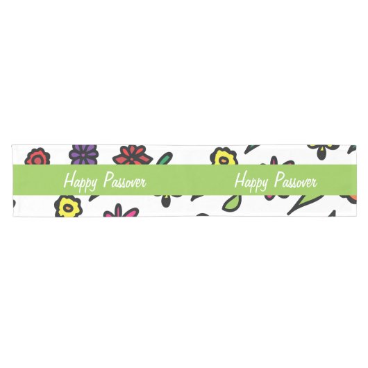 ハッピー·パスソーバー，フローラ·ユダヤス·ホリデー·パスソーバー ショートテーブルランナー (横)