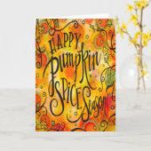 ハッピー・パンプキンスパイス・シーズン・サンクスギビング カード (黄色い花)