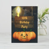 ハッピー・パンプキンズ 10歳の誕生日パーティー 招待状 (スタンド正面)