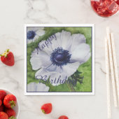 ハッピー パーティー セレブレーション ホワイト アネモネ 花 スタンダードランチョンナプキン (インサイチュ)