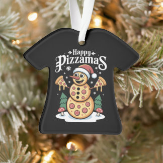 ハッピー・ピザマス クリスマス ピザ スノーマン サンタ帽子 オーナメント