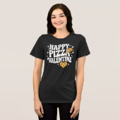 ハッピー・ピザ・バレンタイン・面白いピザ・ラブ・デザイン トライブレンドＴシャツ (正面全面)