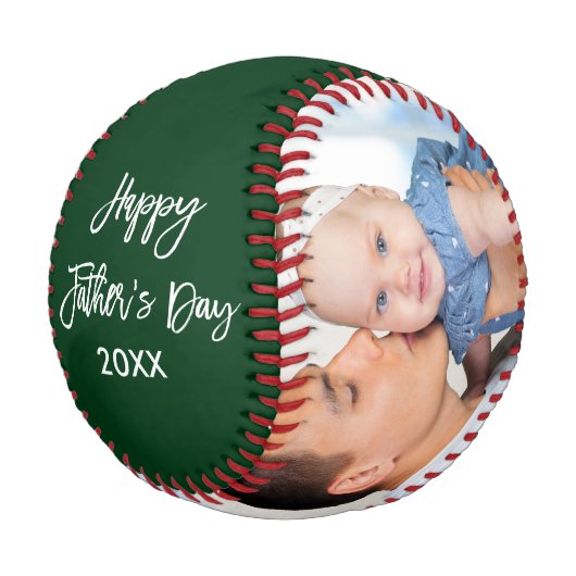 ハッピー・ファザーズ・デイ2フォトブラシスクリプトグリーン 野球ボール (アングル)