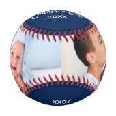 ハッピー・ファザーズ・デイ2写真筆スクリプト・ブルー 野球ボール (正面)