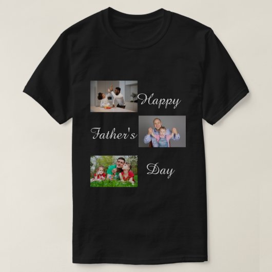 ハッピー・ファザーズ・デイ3フォトコラパーソナライズされたージュT- Tシャツ (デザイン正面)