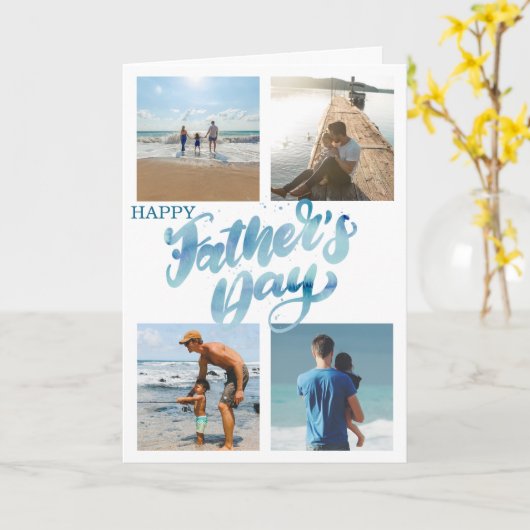 ハッピー・ファザーズ・デイ・カッコいいフミニマルォトコラージュ カード (黄色い花)