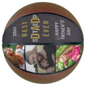 ハッピー・ファザーズ・デイ・最高のステップパパ3フォトコラージュ バスケットボール (正面)