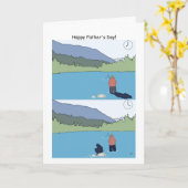 ハッピー・ファザーズ・デイ・魚釣り・カーおもしろいド – 漫画 カード (黄色い花)
