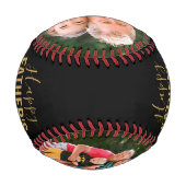 ハッピー・ファザー・デイ・ファミリーフォト金ゴールド・スクリプト名 野球ボール (裏面)