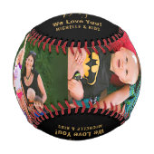 ハッピー・ファザー・デイ・ファミリーフォト金ゴールド・スクリプト名 野球ボール (正面)