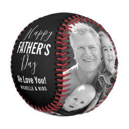 ハッピー・ファザー・デイ・ファミリー写真黒字ネーム脚本 野球ボール