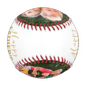 ハッピー・ファザー・デイ・金ゴールド・ファミリー写真ネーム・スクリプト 野球ボール (裏面)