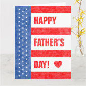 ハッピー・ファーザーの日星とストライプ(8.5x11) カード (黄色い花)