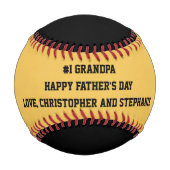 ハッピー・ファーザー・デイ・ベースボール#1おじいちゃん名前 野球ボール (正面)