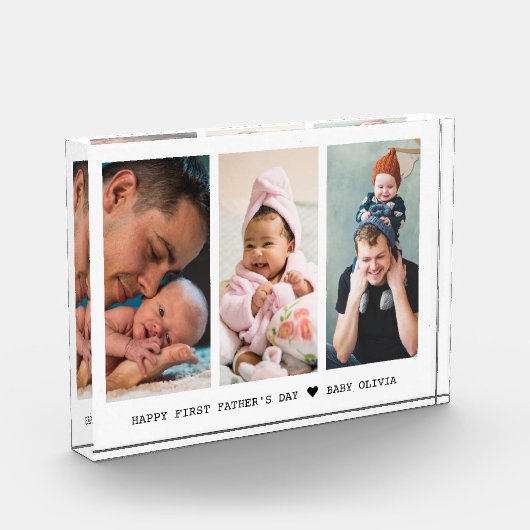 ハッピー・ファースト・ファーザーズ・デイニュー・ダッド3フォトコラージュ フォトブロック (左)