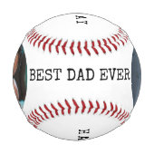 ハッピー・ファースト・ファーザーズ・デイ2写真最高のパパ・エバー 野球ボール (正面)