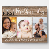 ハッピー・ファースト・マザーズデイ 3 フォトコラージュ ウッド フォトプラーク (正面)