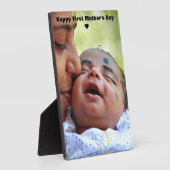 ハッピー ファースト マザーズデー オーダーメイド ママ & ベイビー フォト フォトプラーク (側面)