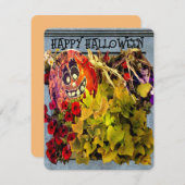 ハッピー フェイス ハロウィン かぼちゃ 花飾り シーズンカード (正面/裏面)