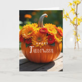 ハッピー・フォロウィーン　水彩のカボチャ　白いカード カード (黄色い花)