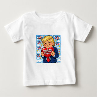 ハッピー・フォース・オブ・ジュライ トランプ ラブズ アメリカ ベビーTシャツ