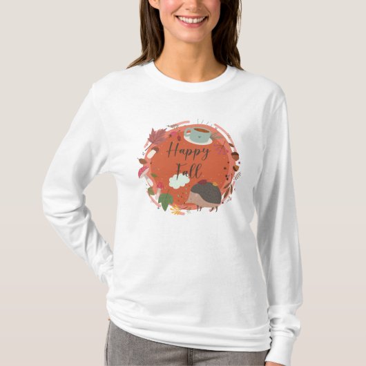 ハッピー・フォール・コージー・ハリネズミ 秋 Tシャツ (正面)