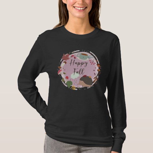 ハッピー・フォール・コージー・ハリネズミ 秋 Tシャツ (正面)