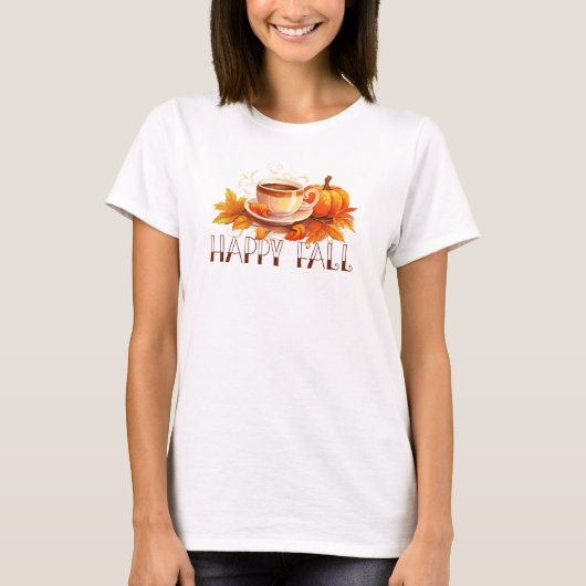 ハッピー・フォール・コーヒー・パンプキン Tシャツ (正面)