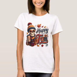 ハッピー・フォール・スケルトンのビーニーサングラス コーヒー 秋 Tシャツ