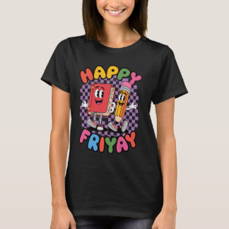 ハッピー・フライデー 金曜日 楽しい 先生 学校 メーム Tシャツ