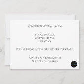 ハッピー フレンズギビング カラフルな葉 かぼちゃ 食べ物 招待状 (裏面)