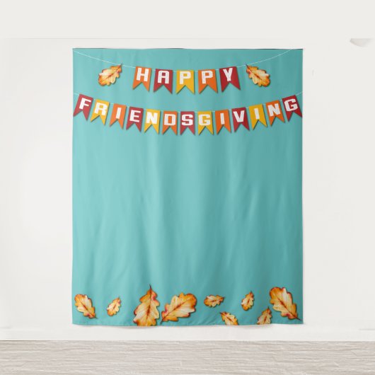 ハッピー・フレンズギビング・サンクスギビング フォトブース 青 タペストリー (正面)