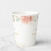 ハッピー・ブライズ・パーティー ローズゴールドの花 ユーカリ 紙コップ (左)