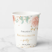 ハッピー・ブライズ・パーティー ローズゴールド フローラル ユーカリ 紙コップ (裏面)