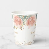 ハッピー・ブライズ・パーティー ローズゴールド フローラル ユーカリ 紙コップ (右)