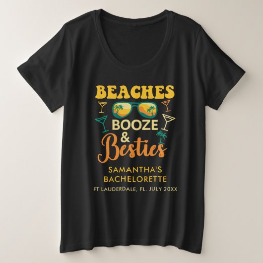 ハッピー・ブライズ・ビーチパーティー 海 ビール 親友 オーダーメイド プラスサイズTシャツ (デザイン正面)