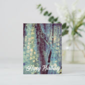 ハッピー ブルー アブストラクト ミックスメディア ハッピーバースデー ポストカード (スタンド正面)